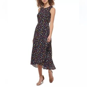 TOMMY HILFIGER Womens  Hi-low Hem Partially Lined Plaid Maxi Dress Size 14